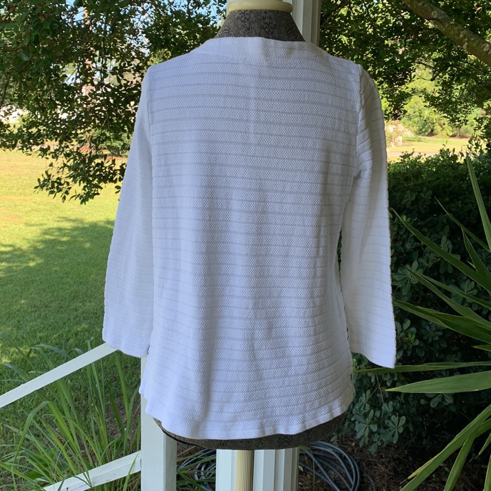 Talbots White Pullover, Drawstring At Neck, Size … - image 5